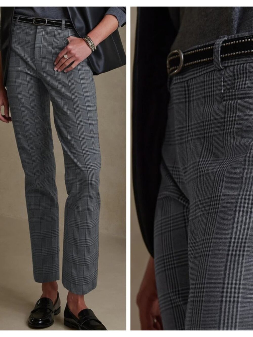 👖Banana Republic Sloan Fit Ankle Pants - Navy Plaid - Petite 0P